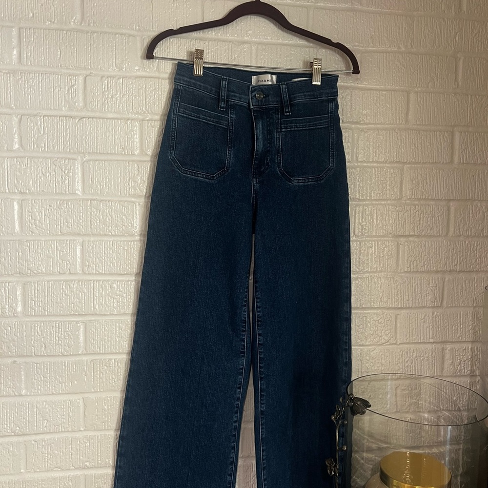Frame Le Slim Palazzo Jeans with Front patch pockets 26 - Picture 7 of 11
